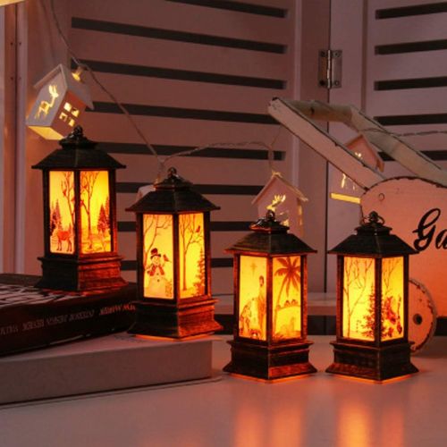  WINOMO 2pcs Christmas Lantern Decorative LED Snowman Lantern Light Up Christmas Table Lamp Xmas Bubble Night Light Fireplace Desktop Centerpiece Ornament Yard Garden Hanging Decora