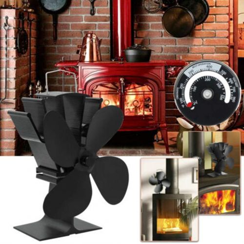  WINOMO 4 Blades Heat Powered Stove Fan Fireplace FanSlient Eco Friendly Wood Burning Stove Fan for Wood Log Burner Fireplace Home Use