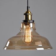 WINSOON 11 X 10 Inch Vintage Industrial Ceiling Lamp Clear Glass Pendant Lighting for Kitchen Island Loft Shade Fixture Amber Color