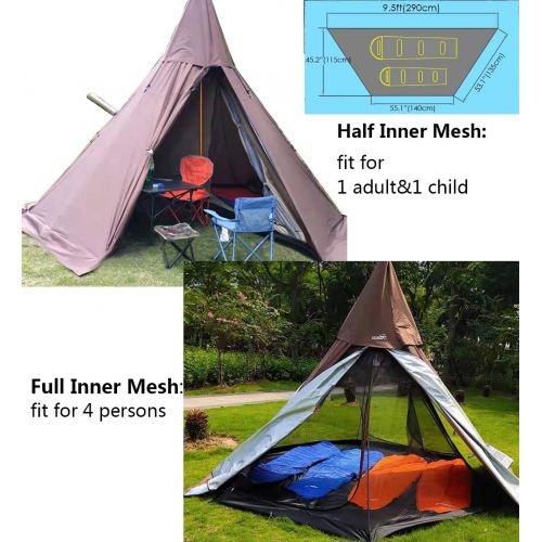  WINTENT 4 Season Teepee Tent with Stove Jack, Height 7.8FT/240CM