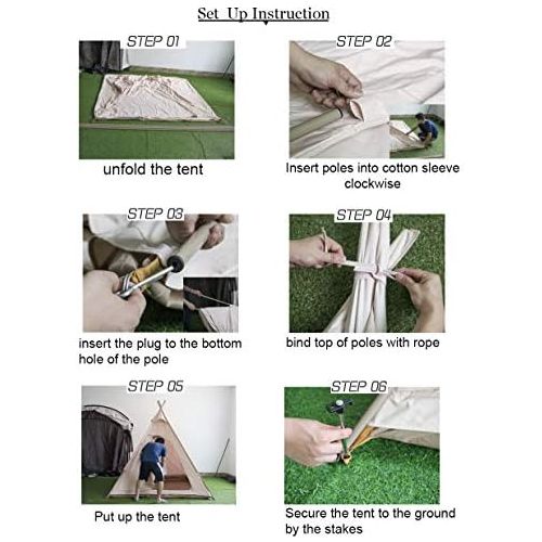  WINTENT Waterproof Cotton Canvas Teepee Tent with Stove Hole for 2-3 Persons