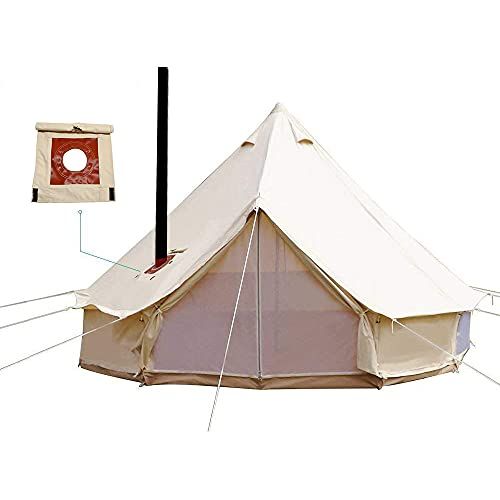  WINTENT 4 Season Cotton Canvas Bell Tent with Stove Hole and Electric Cable Hole