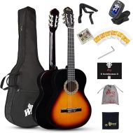 WINZZ AC00LH 39 Inches Full Size Classical Guitar Beginner Acoustic Nylon Strings with Full Kit, Sunburst
