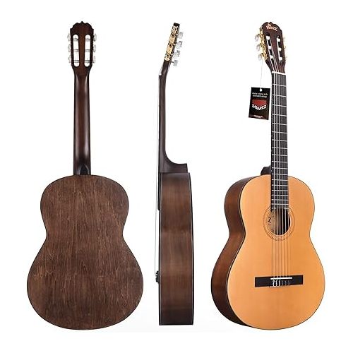  WINZZ Classical Nylon String Bundle Kit for Adult Teen Youth Guitar with Free Online Lessons, Bag, Tuner, Foot 6, Right, Natural, 39 Inches Full Size (ACM-H10-39-V)