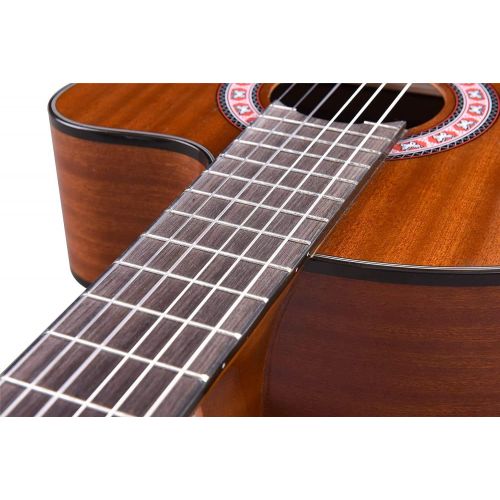  WINZZ 36 Inches 3/4 Size Nylon-string Classical Electric Acoustic Guitar for Travel Beginners Students Kids Build-in Pickup Kit Set