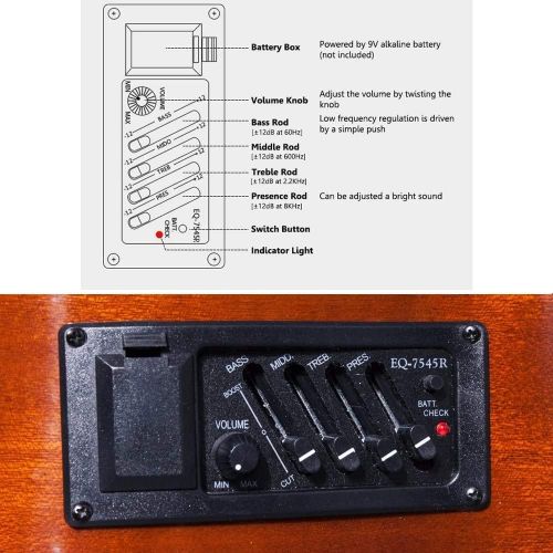  WINZZ 39 Inches Cutaway Nylon-string Classical Electric Guitar Build-in Pickup Kit Set