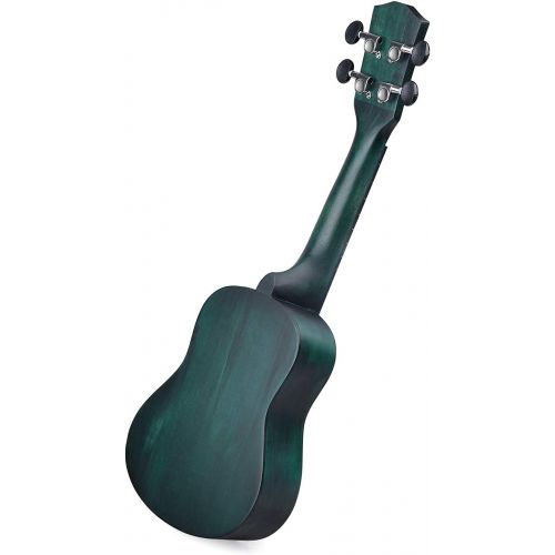  WINZZ 21 Inches Soprano Ukulele Vintage Hawaiian with Bag, Tuner, Strap, Extra Strings, Fingerboard Sticker, Dark Hunter Green