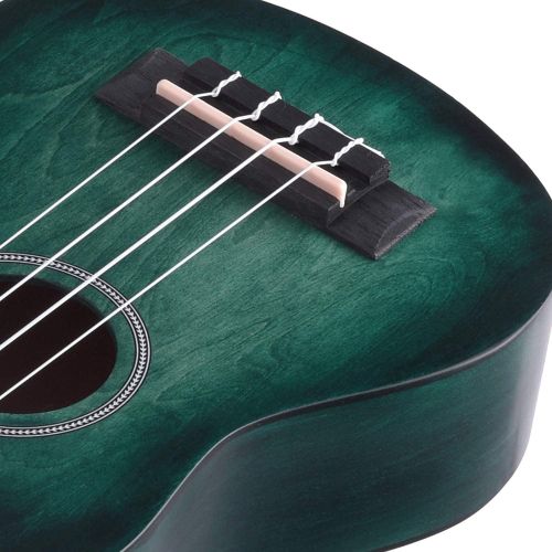  WINZZ 21 Inches Soprano Ukulele Vintage Hawaiian with Bag, Tuner, Strap, Extra Strings, Fingerboard Sticker, Dark Hunter Green