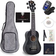 WINZZ 21 Inches Soprano Ukulele Vintage Hawaiian with Bag, Tuner, Strap, Extra Strings, Fingerboard Sticker, Red