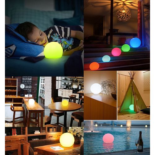  WIOR LED Decorative Ball, 5.9 Waterproof Rechargeable Mood Lamp, Color Changing Cordless Night Lights (Remote Control+RGB Color Changing+USB Cable+DC 5V Adapter+User Manual) Outdoo