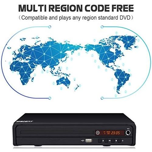  WISCENT DVD Player, HDMI DVD Player for TV, USB 2.0 Media Player, Multi Format Playback with CD MP3 and JPEG, All Region Free Home DVD Player, (HDMI Cable Included), Mini Compact DVD CD MP