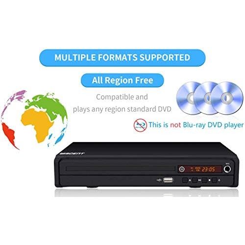  WISCENT Compact DVD Player for TV, DVD Player for Multiple Regions, MP3, DVD/CD Player for Home Users with HDMI/AV/USB/MIC Region Free DVD Player