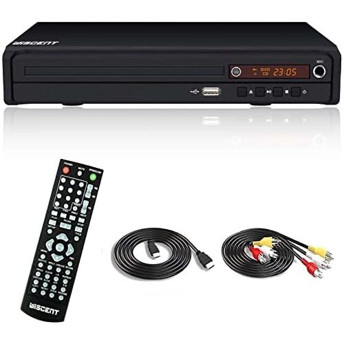  WISCENT Compact DVD Player for TV, DVD Player for Multiple Regions, MP3, DVD/CD Player for Home Users with HDMI/AV/USB/MIC Region Free DVD Player