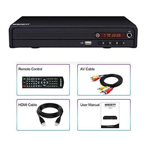  WISCENT Compact DVD Player for TV, DVD Player for Multiple Regions, MP3, DVD/CD Player for Home Users with HDMI/AV/USB/MIC Region Free DVD Player