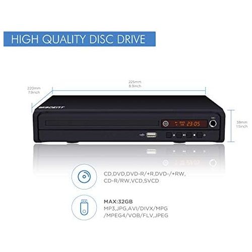 WISCENT DVD Player for TV, DVD/CD/MP3 Disc Player with Remote Control, All Regions Free, PAL/NTSC... (WST 977Black)