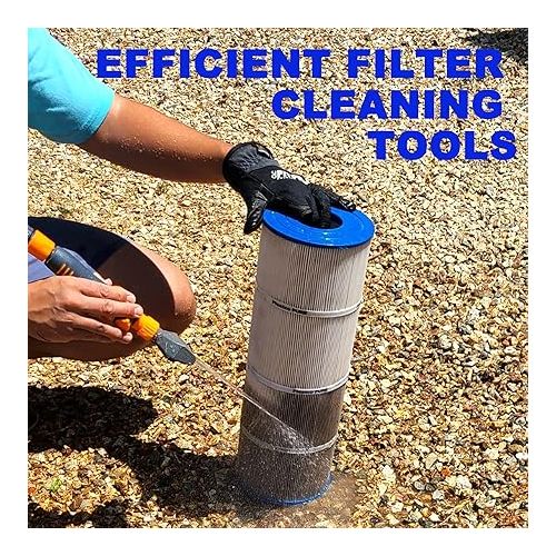  WISHDIAM Pool & Spa Filter Cartridge Cleaner Tool, Reusable Pool Filter Cleaner, Hot Tub/Pool/Spa Filter Cleaning Tool, Spa Filter Cleaner, Cleaning Wand with 6 Powerful Water Jets