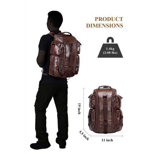  WITZMAN Outdoor Travel Duffels Backpack School Casual Daypack Canvas Rucksack (A6662, Nut Brown)