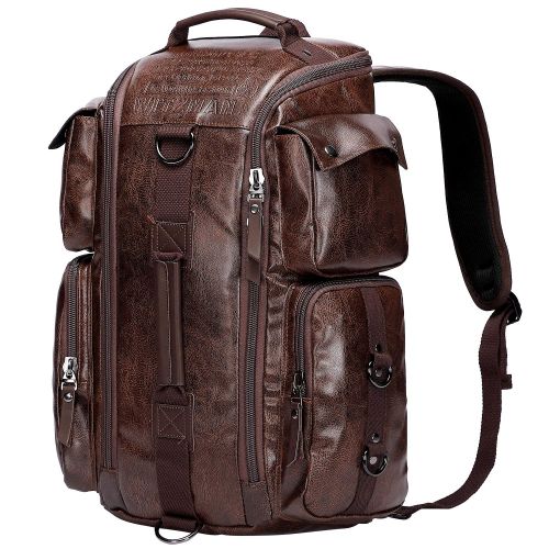  WITZMAN Outdoor Travel Duffels Backpack School Casual Daypack Canvas Rucksack (A6662, Nut Brown)