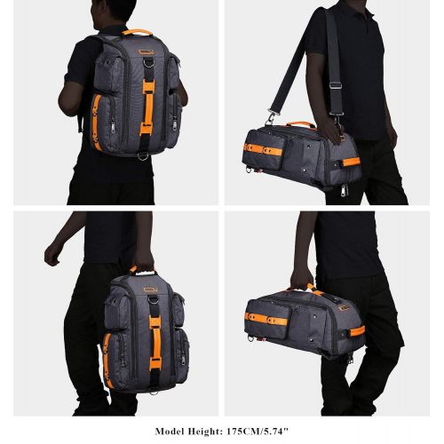  WITZMAN Outdoor Travel Duffels Backpack School Casual Daypack Canvas Rucksack (6695, Nylon Black)