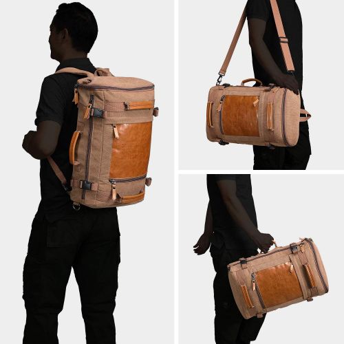  WITZMAN Men Vintage Canvas Rucksack Travel Duffel Backpack Retro Hiking Bag