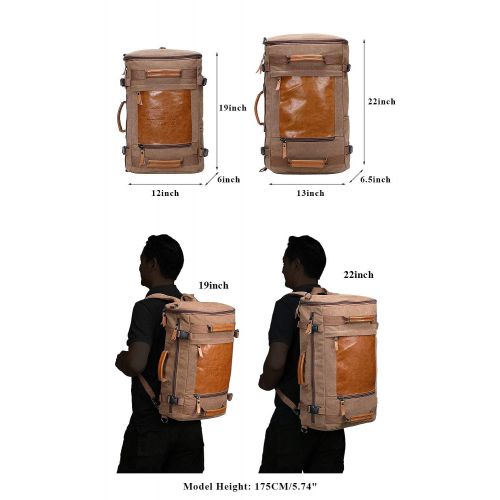  WITZMAN Men Vintage Canvas Rucksack Travel Duffel Backpack Retro Hiking Bag