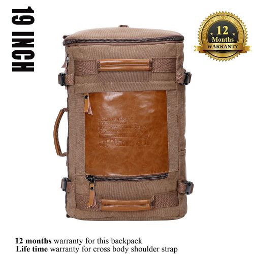  WITZMAN Men Vintage Canvas Rucksack Travel Duffel Backpack Retro Hiking Bag