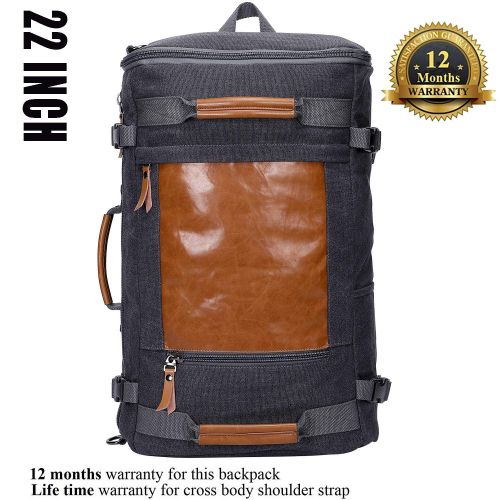  WITZMAN Men Vintage Canvas Rucksack Travel Duffel Backpack Retro Hiking Bag