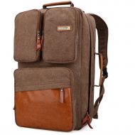 WITZMAN Men Retro Canvas Backpack Travel Rucksack Casual Duffel Bag 6617 (23 inch, Brown)