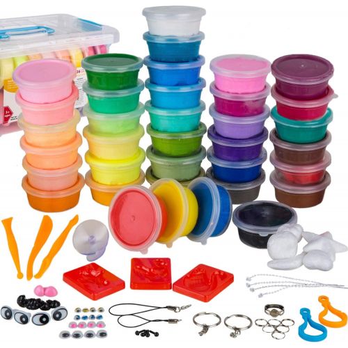  [아마존베스트]WIZOPLAY PolyClay Air Dry Clay Kit! 36 Colors Modeling Clay for Kids, Sculpting Clay Tools, Accessories, Case and Molding Clay Book! Safe, Soft Polymer Clay. STEM Toys Art Supplies