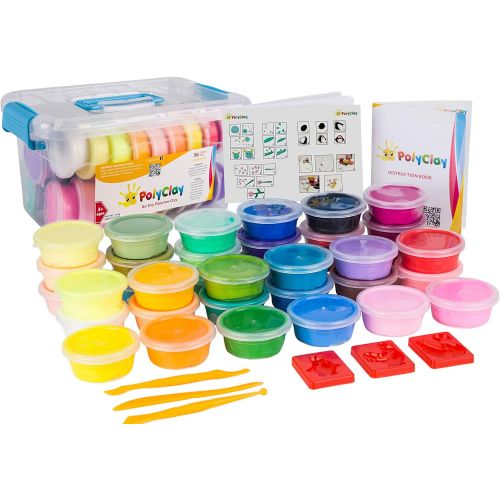  [아마존베스트]WIZOPLAY PolyClay Air Dry Clay Kit! 36 Colors Modeling Clay for Kids, Sculpting Clay Tools, Accessories, Case and Molding Clay Book! Safe, Soft Polymer Clay. STEM Toys Art Supplies