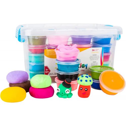  [아마존베스트]WIZOPLAY PolyClay Air Dry Clay Kit! 36 Colors Modeling Clay for Kids, Sculpting Clay Tools, Accessories, Case and Molding Clay Book! Safe, Soft Polymer Clay. STEM Toys Art Supplies