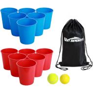 WIn SPORTS Giant Yard Pong Bucket Game,Throwing Bucket Toss Set for Beach,Pool,Family,Yard,BBQ,Lawn,Indoor,Outdoor Game - Ideal Gift Toy for Boys,Girls,Family,Kids
