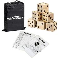 Win SPORTS Giant Yard Dice Game Set,Wooden Classic&Jumbo Dice 3.5,Lawn Game with 2 Double Sided Yardzee Yardkle Scoreboard,2 Dry Erase Marker Pens and Durable Storage Bag