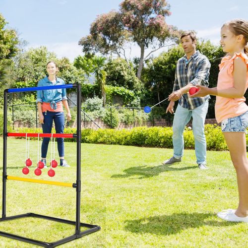  WIn SPORTS Ladder Toss Outdoor Game Set Indoor Ladder Ball Toss Game with 6 Weighted Bolos, Carrying Case and Sand Weighted PVC Piping,Games for Adults, Kids, Family