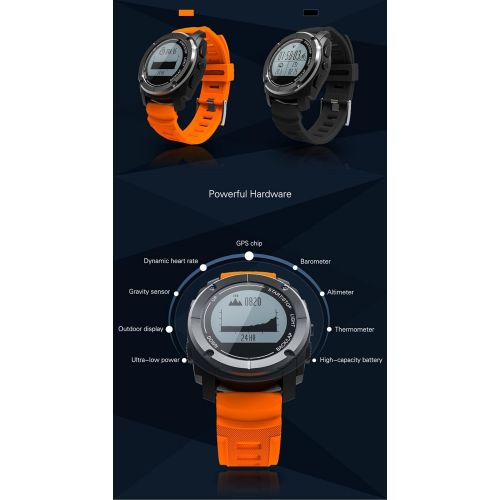  WJFXG Bluetooth Smart Watch IP68 Wasserdichte Multifunktions Outdoor-Sportuhr GPS Business Watch mit Herzfrequenz Schlaf Luftdruck Temperatur Hoehe