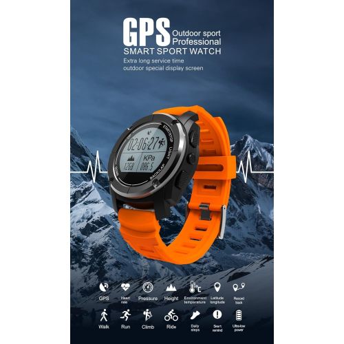  WJFXG Bluetooth Smart Watch IP68 Wasserdichte Multifunktions Outdoor-Sportuhr GPS Business Watch mit Herzfrequenz Schlaf Luftdruck Temperatur Hoehe