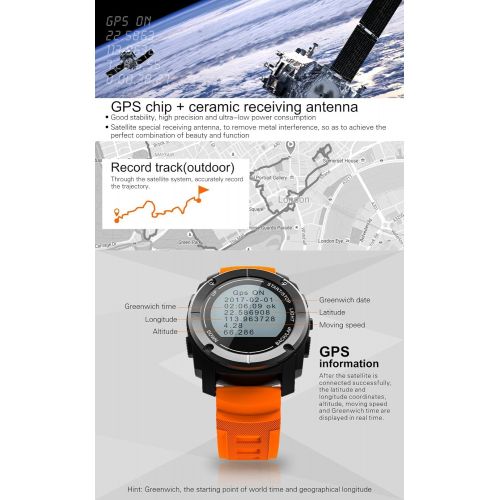  WJFXG Bluetooth Smart Watch IP68 Wasserdichte Multifunktions Outdoor-Sportuhr GPS Business Watch mit Herzfrequenz Schlaf Luftdruck Temperatur Hoehe