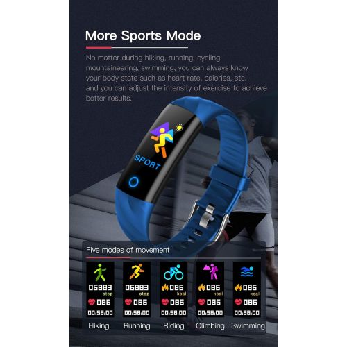  WJFXG Smart Wristband Bluetooth Sport Watch Heart Rate Blood Pressure Bracelet Fitness Tracker with Heart Rate Sleep Monitoring, Blood Pressure Blood Oxygen Measurement