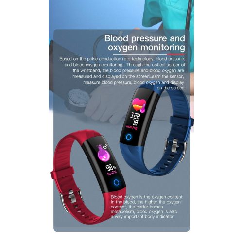  WJFXG Smart Wristband Bluetooth Sport Watch Heart Rate Blood Pressure Bracelet Fitness Tracker with Heart Rate Sleep Monitoring, Blood Pressure Blood Oxygen Measurement