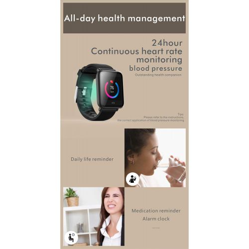  WJFXG Smart Watch 1.3 Screen IP67 Waterproof with Heart Rate Sleep Blood Pressure Monitor, Message Notification, Alarm Reminder, Remote Photography, Health Report, Sedentary Reminder