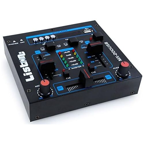  [아마존베스트]WJG Industrievertretung DJ Mixer Party Music Mixer USB/MP3/Fading Talk Cross Over Channel Fading MX 200USB