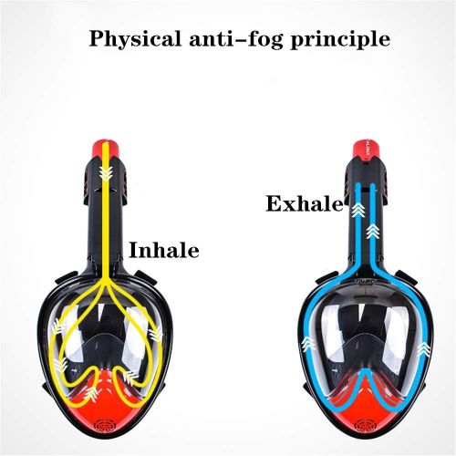  WJH Schnorchelmaske 180 ° Panoramablick Atmen, Schnorcheln Vollgesichts-Anti-Fog-Anti-Leck-Design mit Abnehmbarer Kamerahalterung fuer Erwachsene und Kinder