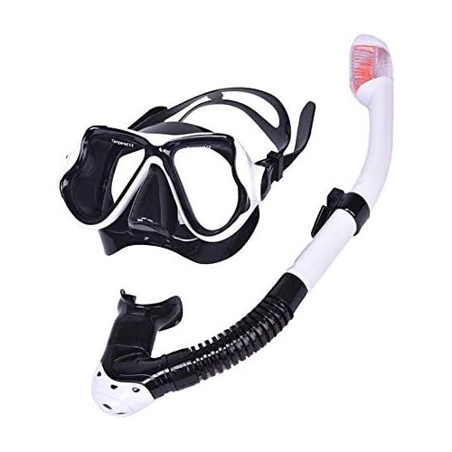  WJH Schnorchel-Set mit Tauchermaske Schnorcheln Taucher-Schwimmbrille Trocken-Schnorchel-Set mit Kamerahalter fuer Erwachsene und Kinder