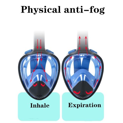  WJH Vollgesichts-Schnorchel-Maske Leichtes Atmen Schnorchelmasken Anti-Fog-Sicherheitstauchen mit Abnehmbarer Action-Kamerahalterung fuer Erwachsene oder Kinder