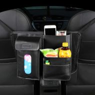 WJX Car Organiser, Multi-Pocket Travel Car Back Seat Storage Box, car Multi-Function Chair Back Storage Bag for Kids, Storage Bottles, Tissue Box,Black