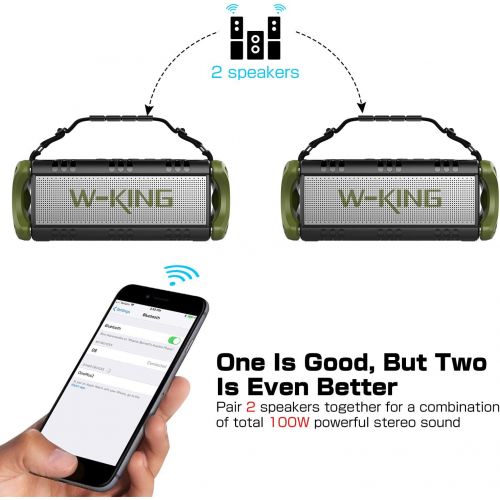  [아마존핫딜][아마존 핫딜] 50W Wireless Bluetooth Speakers Built-in 8000mAh Battery Power Bank, W-KING Outdoor Portable Waterproof TWS Speaker, Powerful Rich Bass Loud Clear Stereo Sound for Home/Party/Gym/P