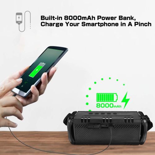  [아마존핫딜][아마존 핫딜] 50W(70W Peak) Wireless Bluetooth Speakers Built-in 8000mAh Battery Power Bank, W-KING Outdoor Portable Waterproof TWS Speaker, Powerful Rich Bass Loud Stereo Sound for Party/Campin