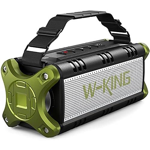  [아마존베스트]W-KING Bluetooth speaker with dual driver better bass, with built-in microphone, wireless speaker for an iPhone, Samsung etc., Green