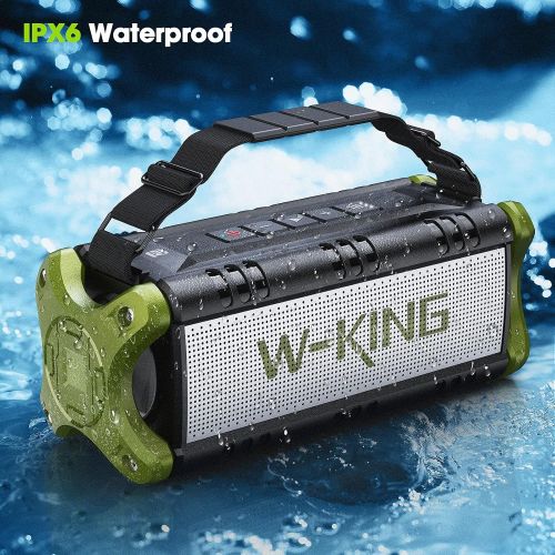  [아마존베스트]W-KING Bluetooth speaker with dual driver better bass, with built-in microphone, wireless speaker for an iPhone, Samsung etc., Green