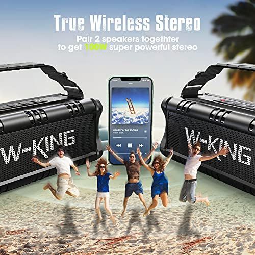  [아마존베스트]W-KING 50W (70W Piek) Bluetooth Speaker Waterproof 24 Hours Running Time, 8000 mAh Power Bank, 30 Metre Range Portable Bluetooth Speaker Box Speaker Music Box with TWS/NFC, D8, All